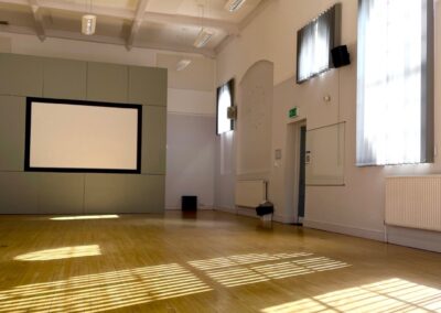 Main Hall - large open space with a large projector screen